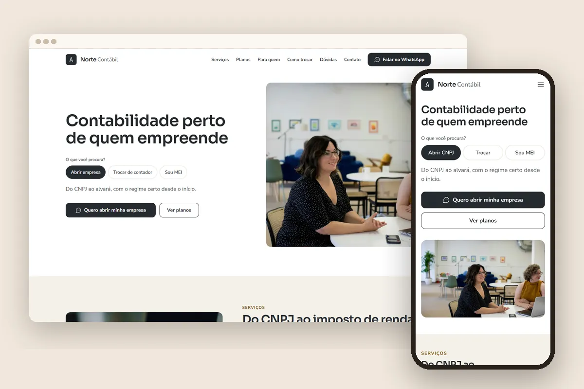 Modelo Norte Contábil no computador e no celular