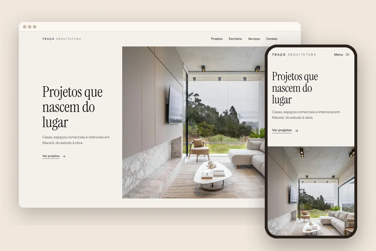 Modelo Traço Arquitetura no computador e no celular